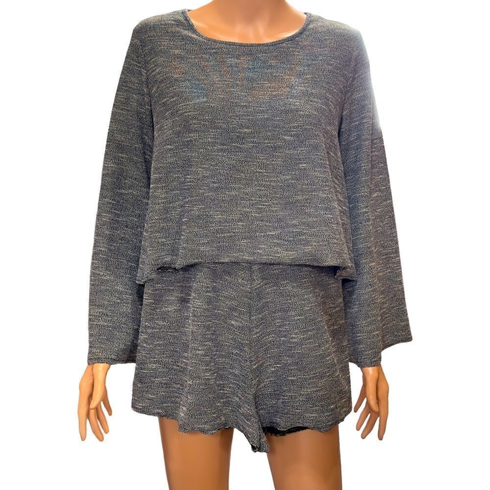 Showpo Gray Bell Long Sleeve Open Back Romper Size 4